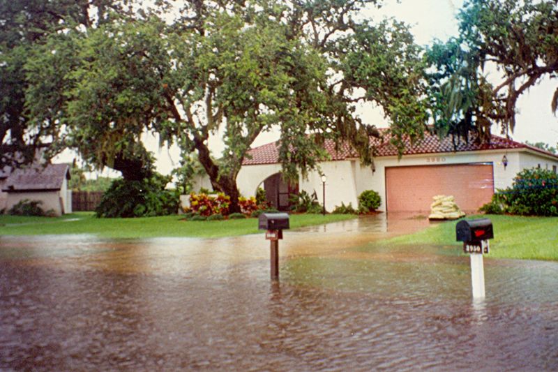 Двор, залитый водой после ливня