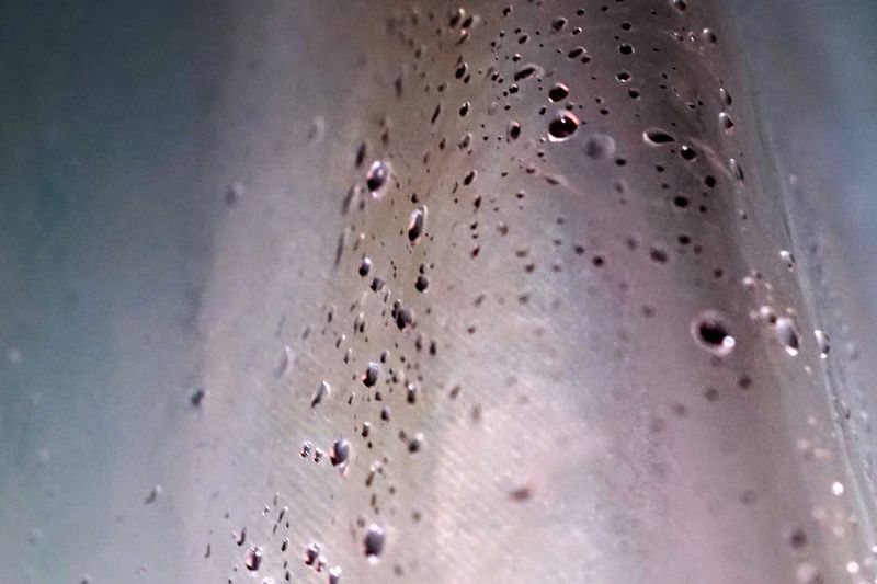 Капли воды на прозрачной плёнке