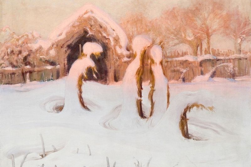 Растения, укрытые соломой на зиму, — картина Р. Братковского, 1911